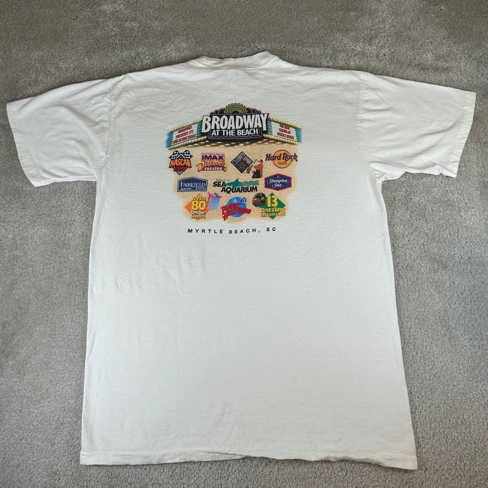 Vintage 90s All Sport Broadway at the Beach T-Shirt Men's XL White Souvenir USA